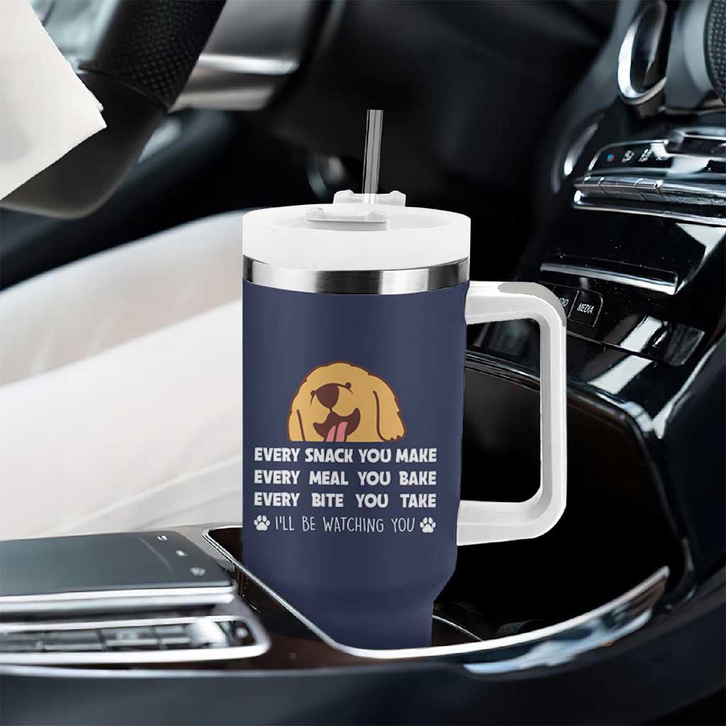 Funny Dog Lover Tumbler With Handle Retro Peeking Dog Every Snack You Make Fun Pet Humor