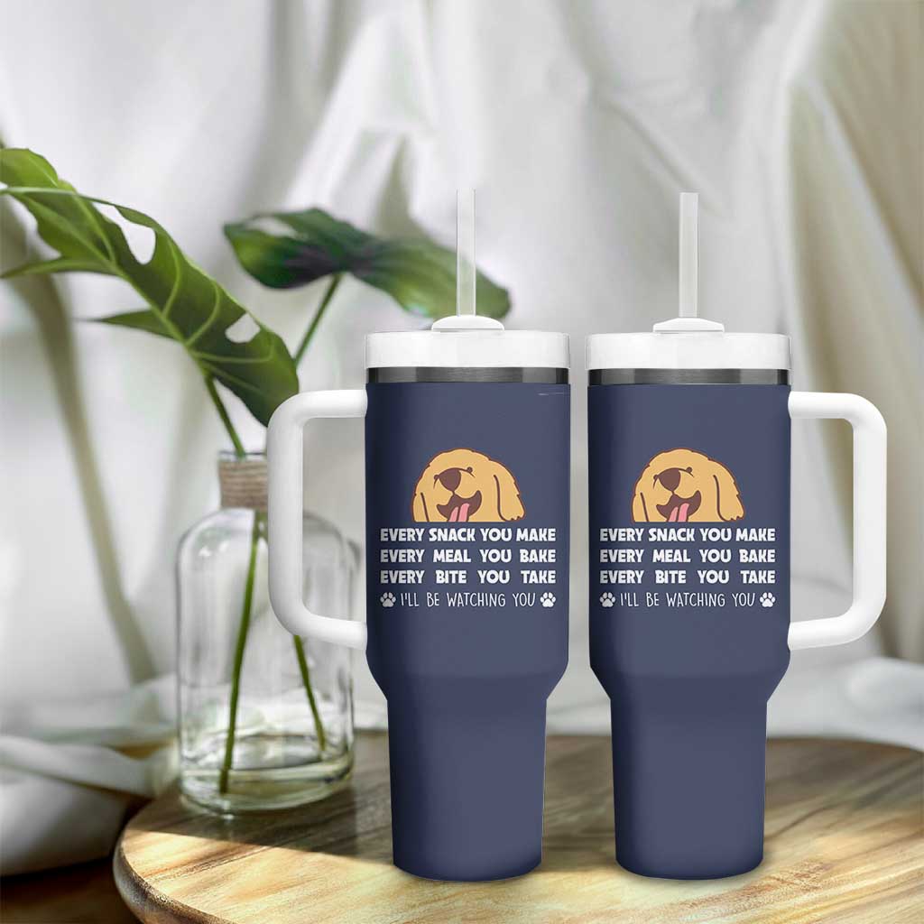 Funny Dog Lover Tumbler With Handle Retro Peeking Dog Every Snack You Make Fun Pet Humor