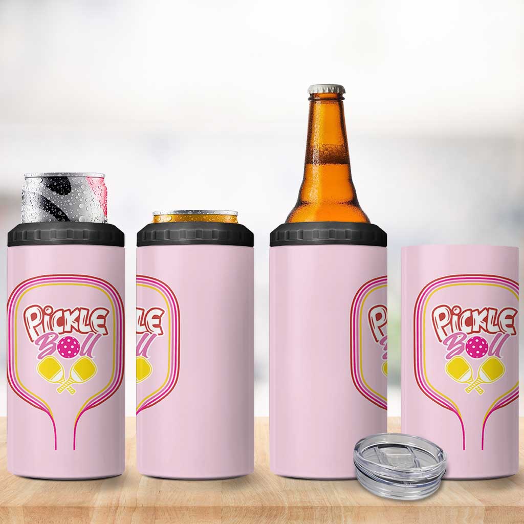 Pickleball Gifts For Women 4 in 1 Can Cooler Tumbler Womens Pink Pickle Ball Lovers Player Coach