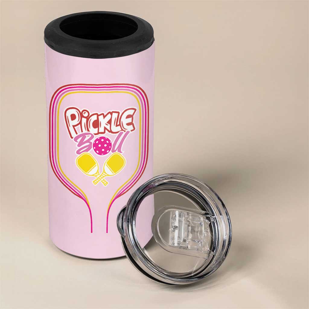 Pickleball Gifts For Women 4 in 1 Can Cooler Tumbler Womens Pink Pickle Ball Lovers Player Coach