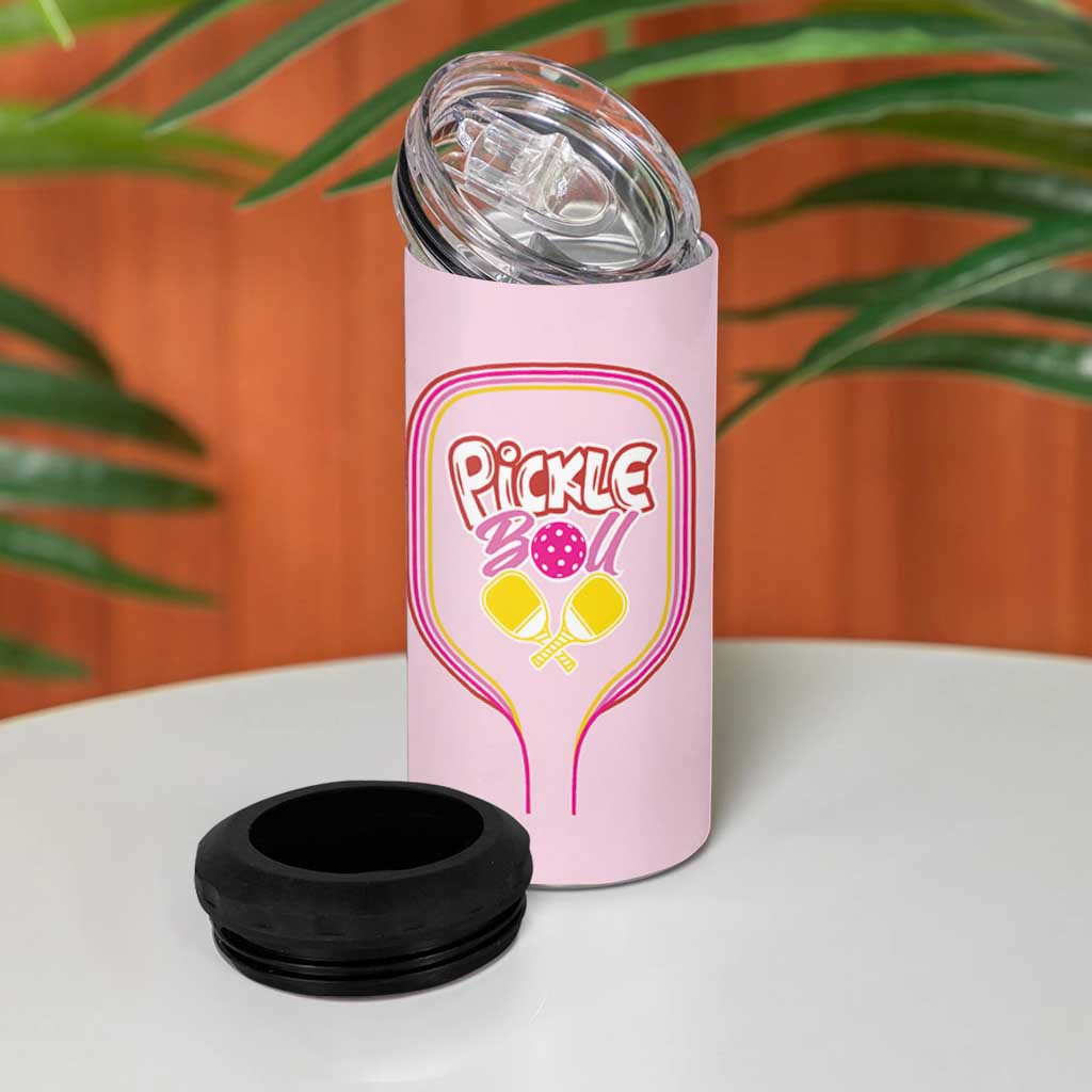 Pickleball Gifts For Women 4 in 1 Can Cooler Tumbler Womens Pink Pickle Ball Lovers Player Coach