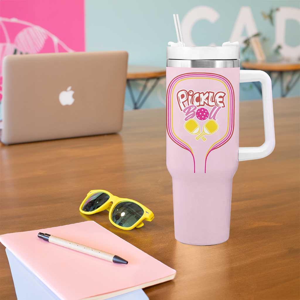 Pickleball Gifts For Women Tumbler With Handle Womens Pink Pickle Ball Lovers Player Coach