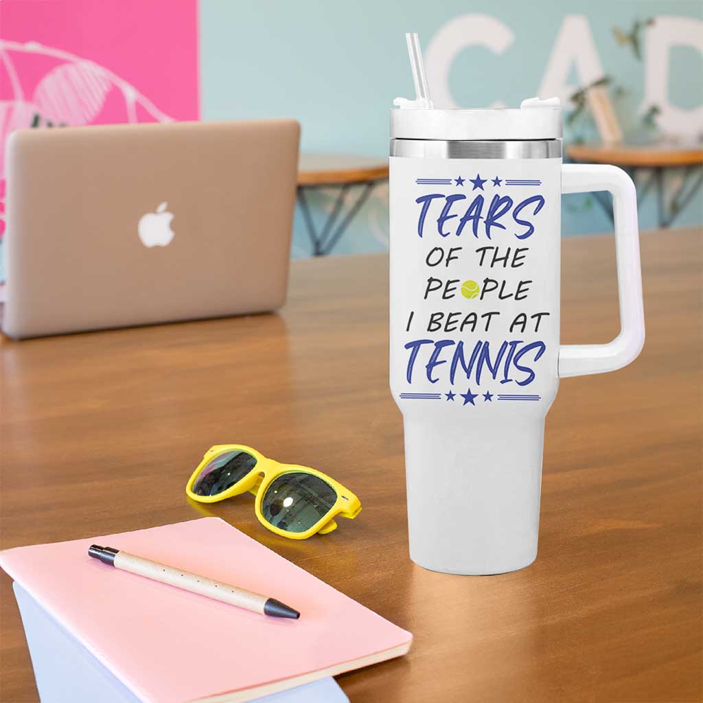 Funny Tennis Tumbler With Handle Tears Of The People I Beat At Tennis