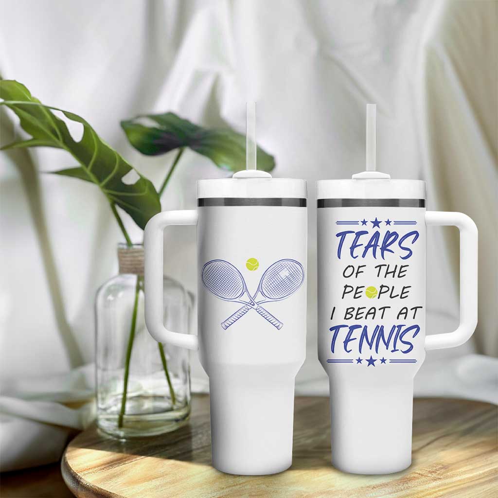 Funny Tennis Tumbler With Handle Tears Of The People I Beat At Tennis