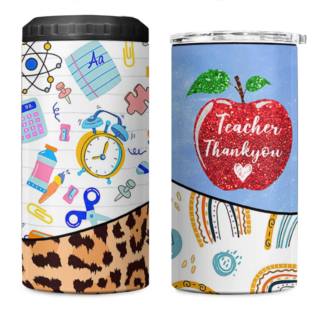 Teacher 4 in 1 Can Cooler Tumbler Teaching Is A Work of Heart Teachers Day Appreciation Gifts