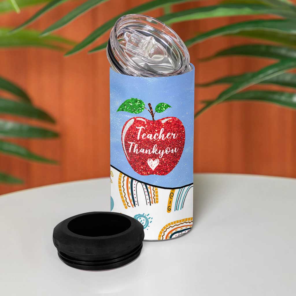 Teacher 4 in 1 Can Cooler Tumbler Teaching Is A Work of Heart Teachers Day Appreciation Gifts