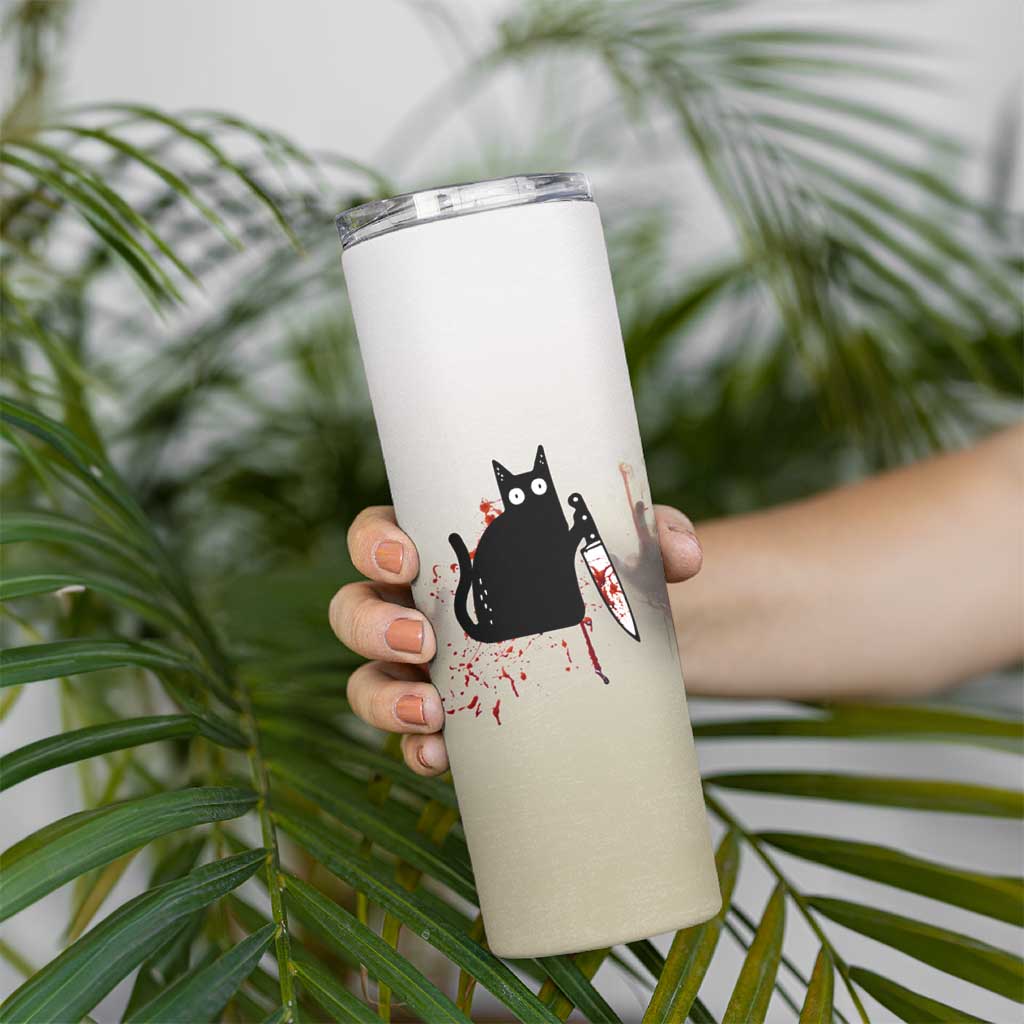 Halloween Cat Lover Gift Skinny Tumbler I'll Put You In The Trunk And Help People Look For You Don't Test Me - Wonder Print Shop