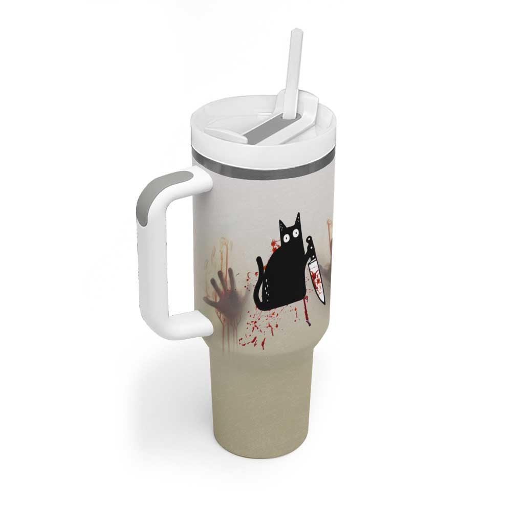Halloween Cat Lover Gift Tumbler With Handle I'll Put You In The Trunk And Help People Look For You Don't Test Me - Wonder Print Shop
