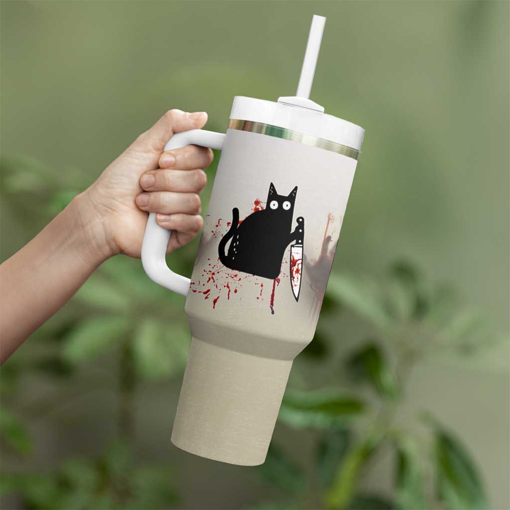 Halloween Cat Lover Gift Tumbler With Handle I'll Put You In The Trunk And Help People Look For You Don't Test Me - Wonder Print Shop