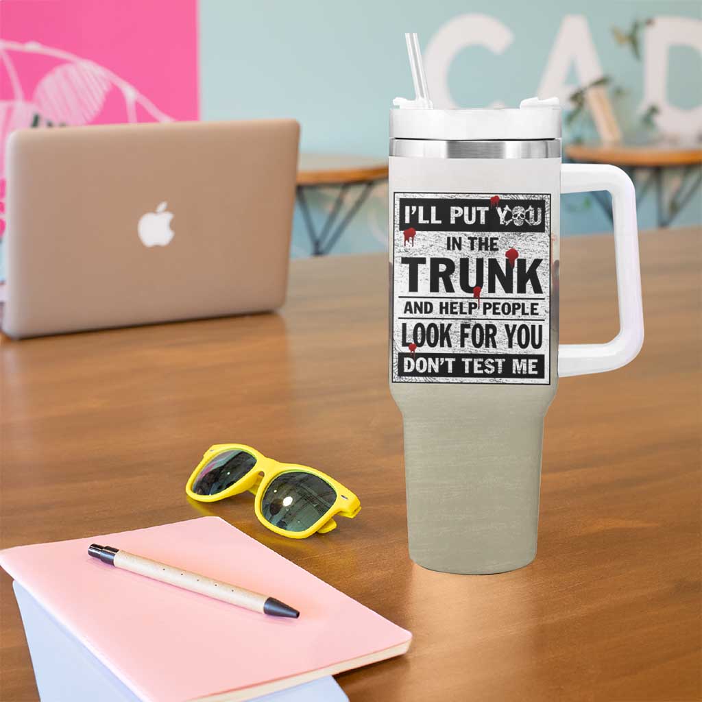 Halloween Cat Lover Gift Tumbler With Handle I'll Put You In The Trunk And Help People Look For You Don't Test Me - Wonder Print Shop