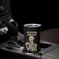 Funny Halloween Iced Coffee Tumbler Cup Skeleton Drinking Coffee Coffee Caffeine Lover Coffee Brewer Staying Awake - Wonder Print Shop