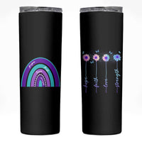 Suicide Prevention Awareness Skinny Tumbler Hope Faith Love Strength Teal Purple Christian Sunflower - Wonder Print Shop
