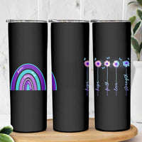 Suicide Prevention Awareness Skinny Tumbler Hope Faith Love Strength Teal Purple Christian Sunflower - Wonder Print Shop