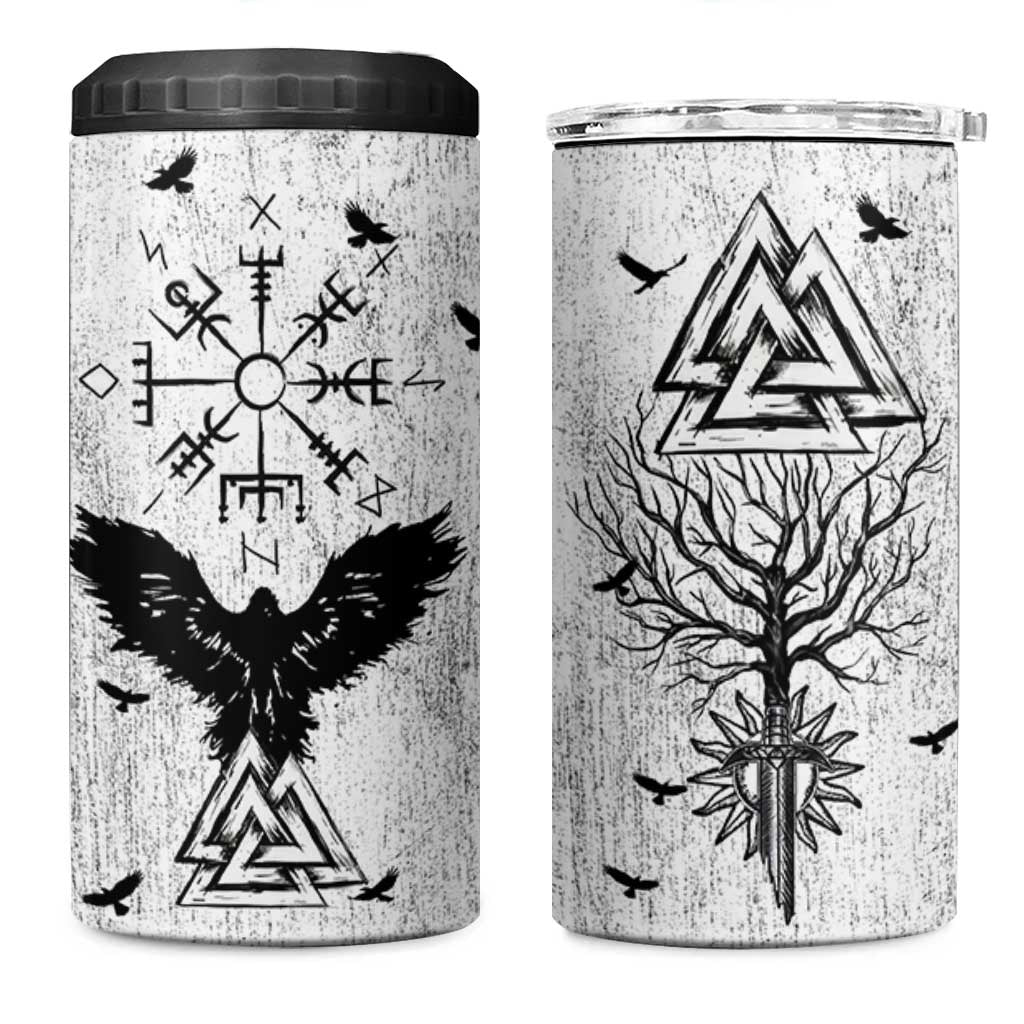 Viking 4 in 1 Can Cooler Tumbler Raven Celtic Gift For Men Dad Son