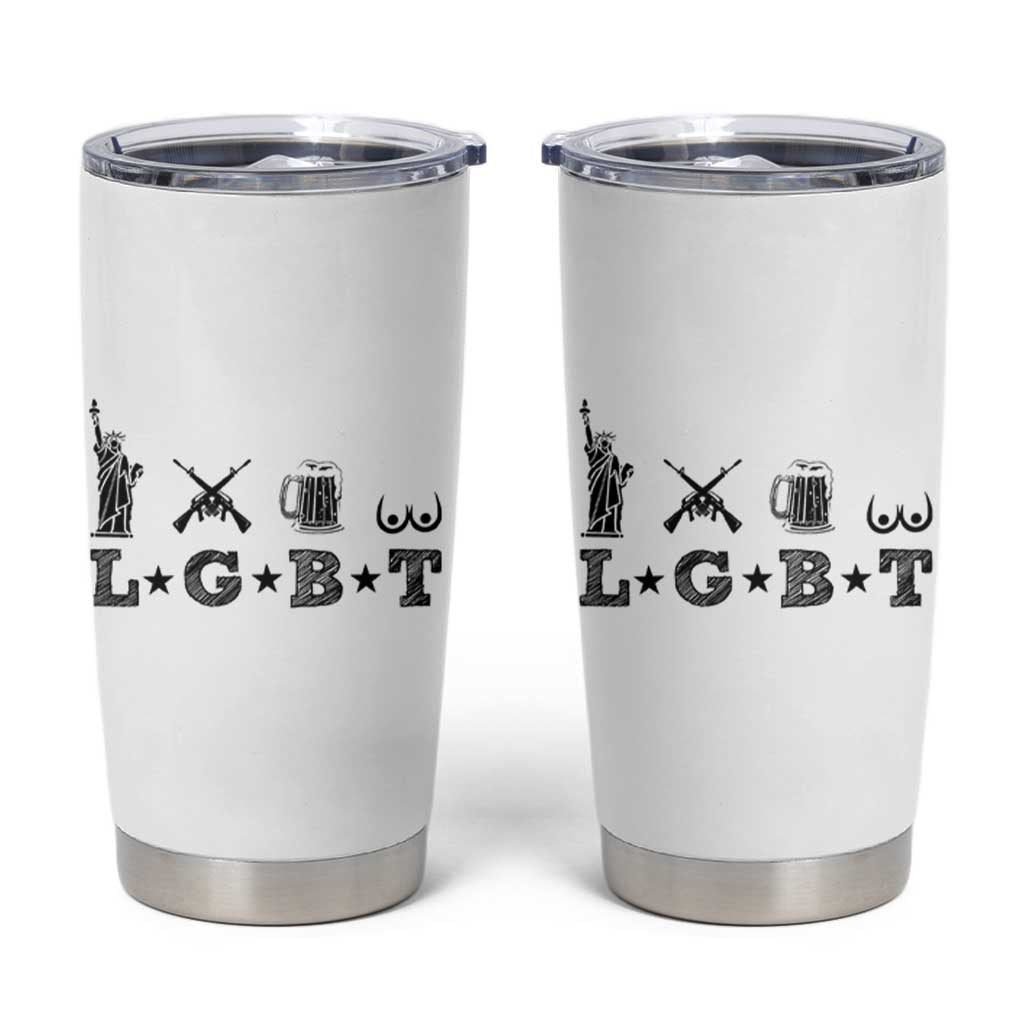 Funny LGBT Tumbler Cup Liberty Gun Beer Tits - Wonder Print Shop