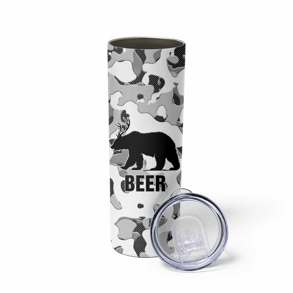 Funny Bear Beer Lovers Skinny Tumbler Camo Bear Hunting - Wonder Print Shop