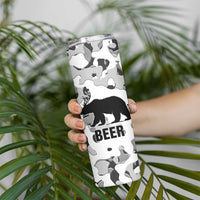 Funny Bear Beer Lovers Skinny Tumbler Camo Bear Hunting - Wonder Print Shop