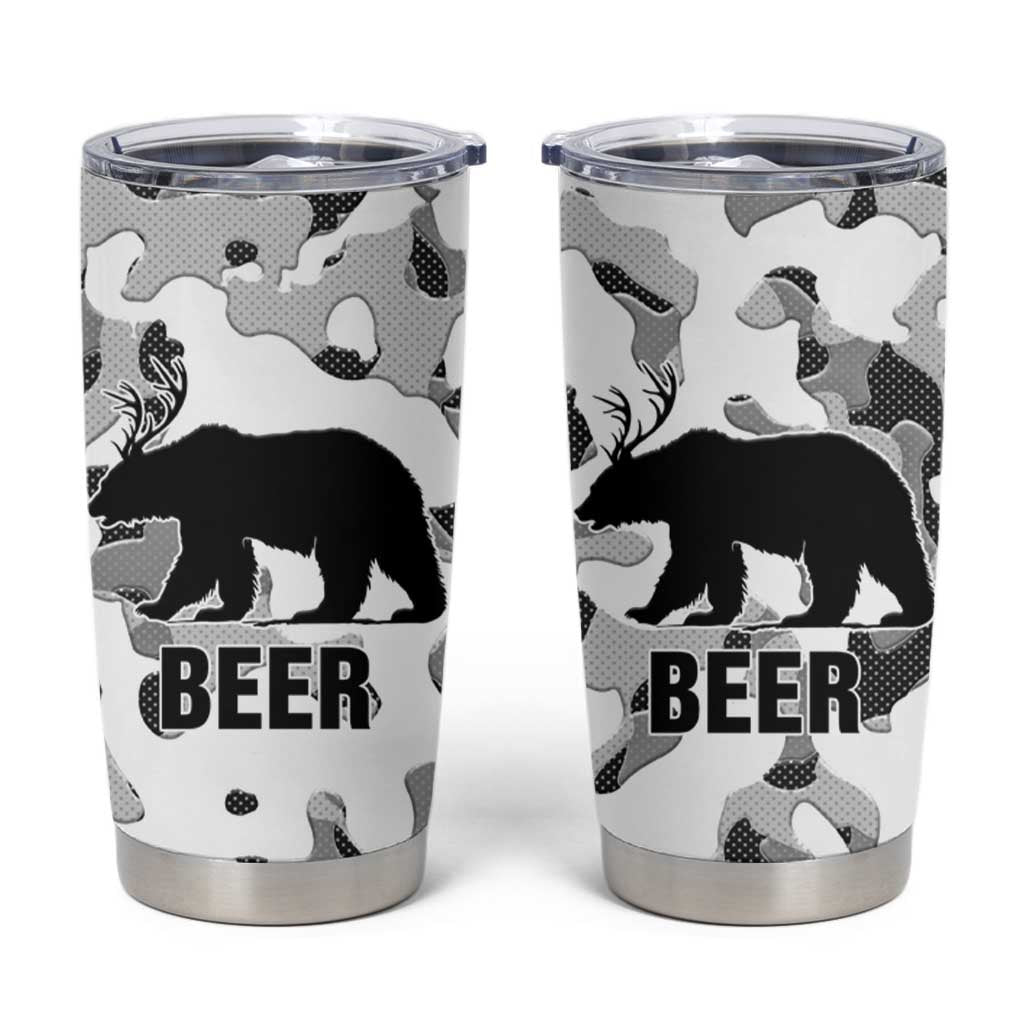 Funny Bear Beer Lovers Tumbler Cup Camo Bear Hunting - Wonder Print Shop
