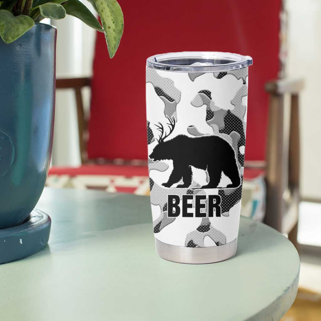 Funny Bear Beer Lovers Tumbler Cup Camo Bear Hunting - Wonder Print Shop