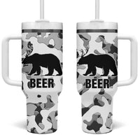 Funny Bear Beer Lovers Tumbler With Handle Camo Bear Hunting - Wonder Print Shop