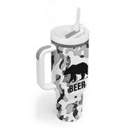 Funny Bear Beer Lovers Tumbler With Handle Camo Bear Hunting - Wonder Print Shop