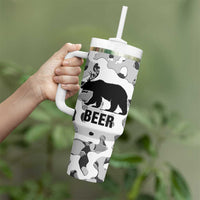 Funny Bear Beer Lovers Tumbler With Handle Camo Bear Hunting - Wonder Print Shop