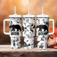 Funny Bear Beer Lovers Tumbler With Handle Camo Bear Hunting - Wonder Print Shop