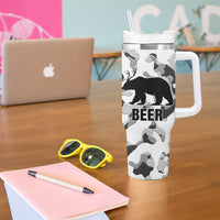 Funny Bear Beer Lovers Tumbler With Handle Camo Bear Hunting - Wonder Print Shop