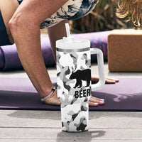 Funny Bear Beer Lovers Tumbler With Handle Camo Bear Hunting - Wonder Print Shop