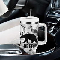 Funny Bear Beer Lovers Tumbler With Handle Camo Bear Hunting - Wonder Print Shop
