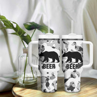 Funny Bear Beer Lovers Tumbler With Handle Camo Bear Hunting - Wonder Print Shop