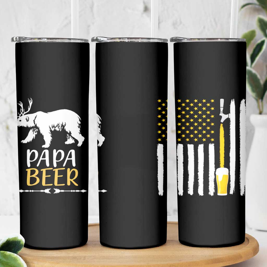 Gifts For Dad Father's Day Skinny Tumbler Vintage Bear Deer Funny Beer Lovers American Flag - Wonder Print Shop