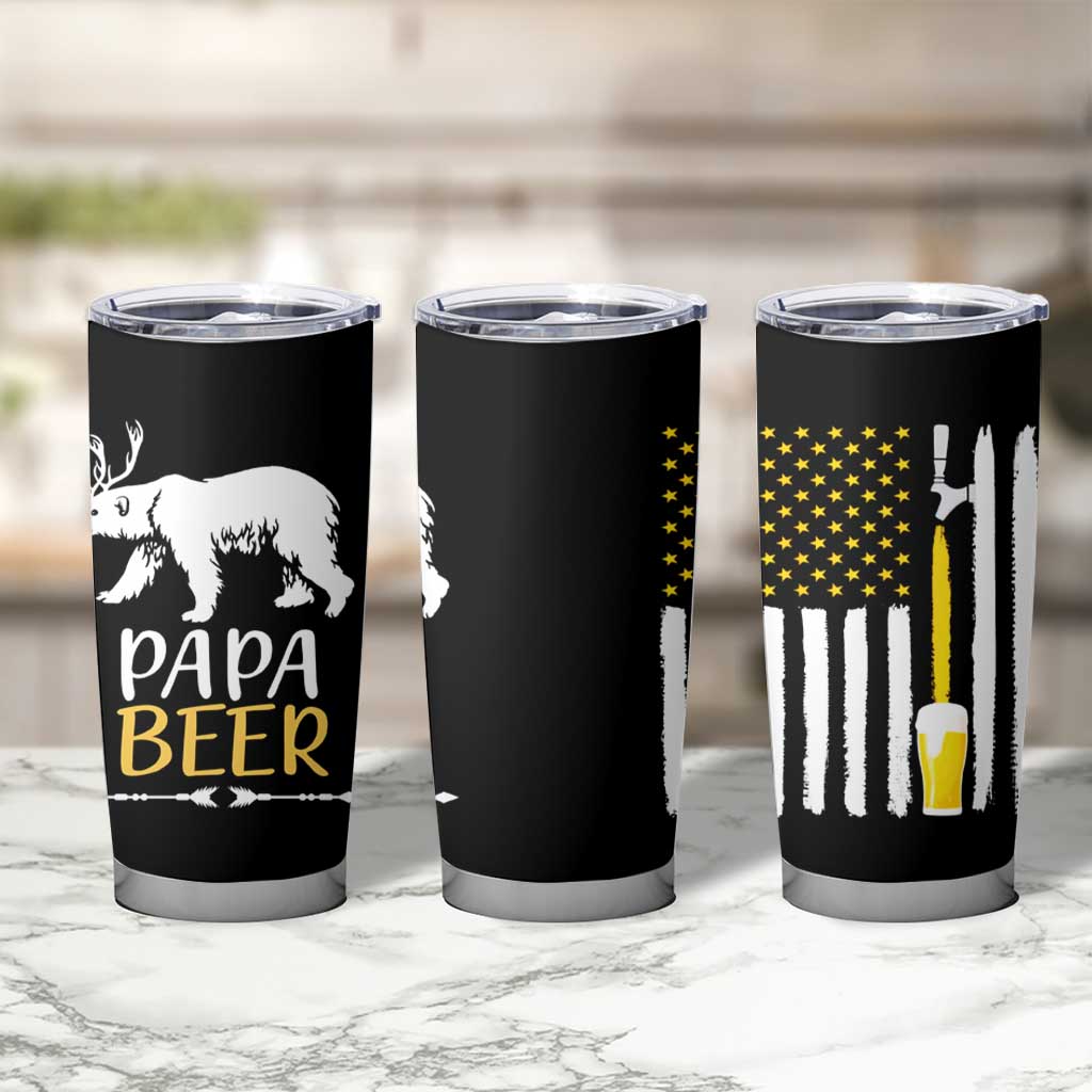 Gifts For Dad Father's Day Tumbler Cup Vintage Bear Deer Funny Beer Lovers American Flag - Wonder Print Shop