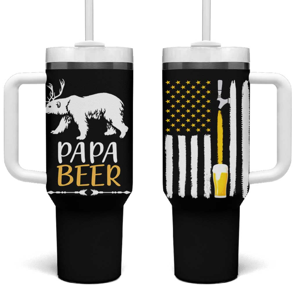 Gifts For Dad Father's Day Tumbler With Handle Vintage Bear Deer Funny Beer Lovers American Flag - Wonder Print Shop