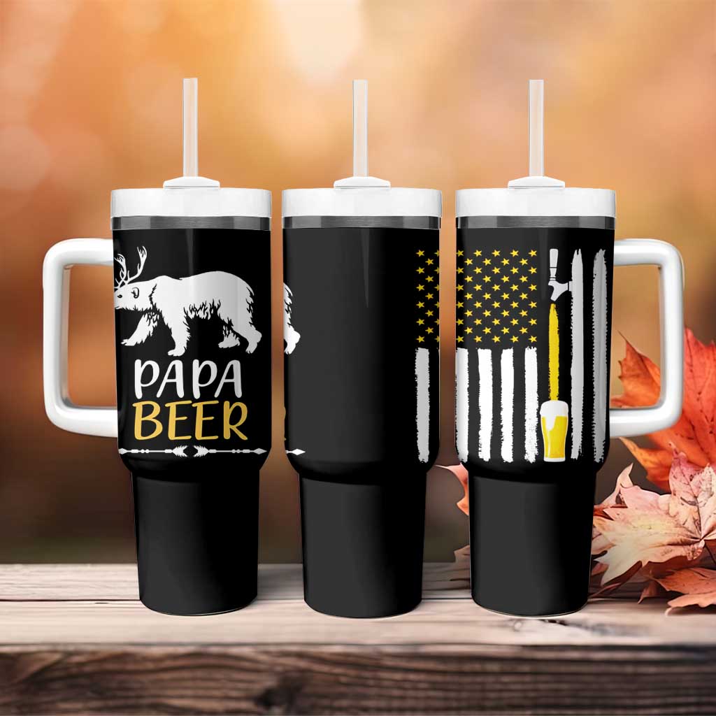 Gifts For Dad Father's Day Tumbler With Handle Vintage Bear Deer Funny Beer Lovers American Flag - Wonder Print Shop