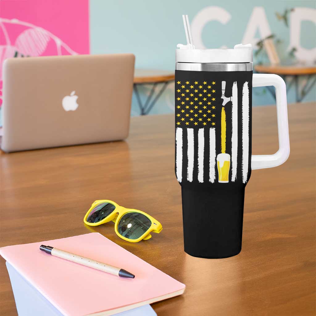 Gifts For Dad Father's Day Tumbler With Handle Vintage Bear Deer Funny Beer Lovers American Flag - Wonder Print Shop