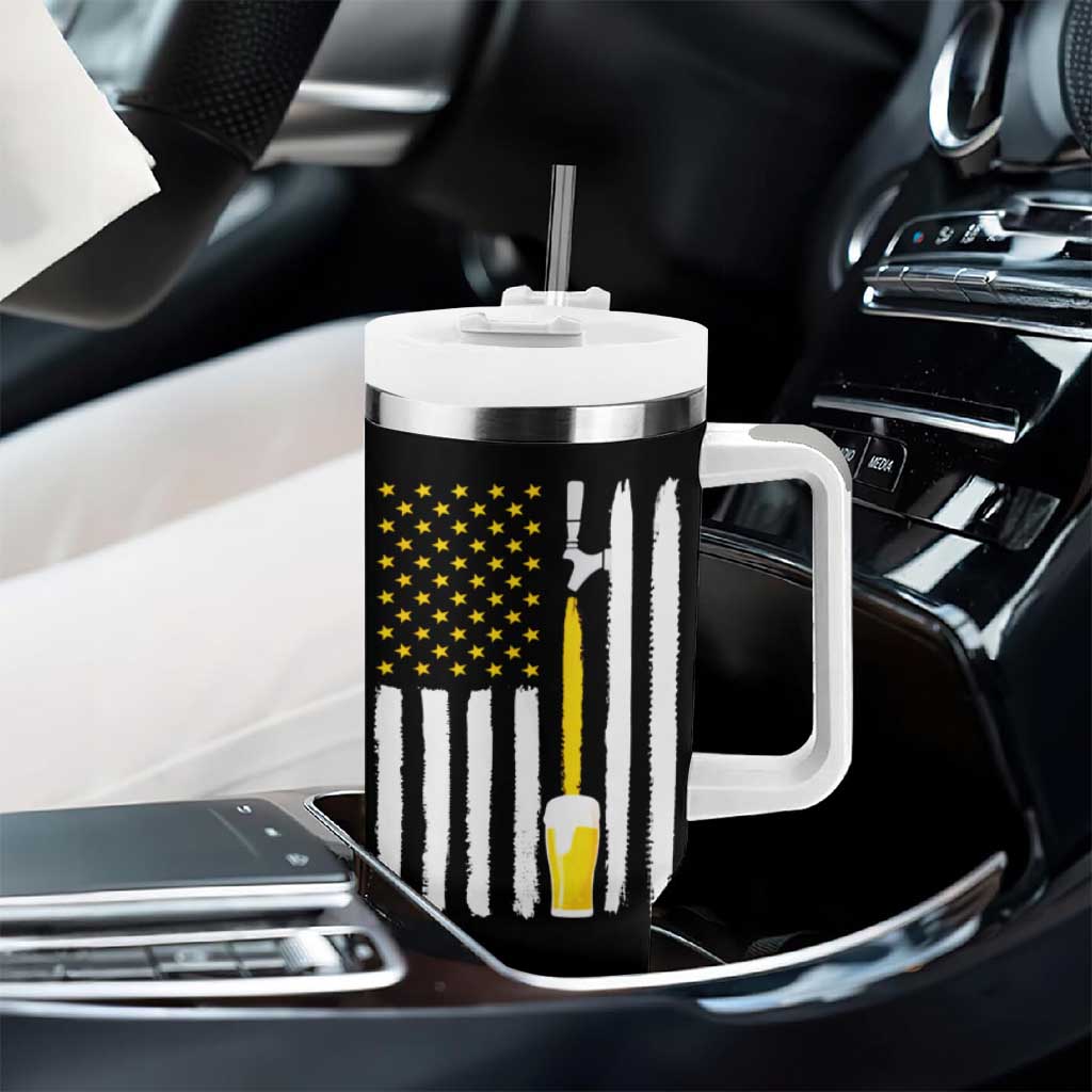 Gifts For Dad Father's Day Tumbler With Handle Vintage Bear Deer Funny Beer Lovers American Flag - Wonder Print Shop