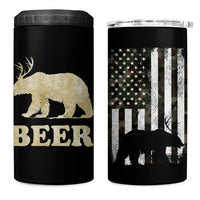 Funny Bear Beer Lovers 4 in 1 Can Cooler Tumbler Camo American Flag Hunting Gifts Men Dad Grandpa - Wonder Print Shop
