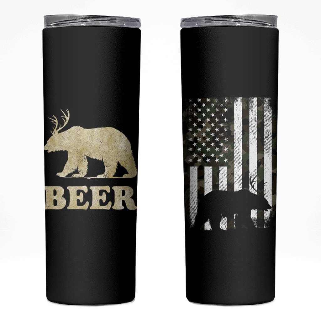 Funny Bear Beer Lovers Skinny Tumbler Camo American Flag Hunting Gifts Men Dad Grandpa - Wonder Print Shop