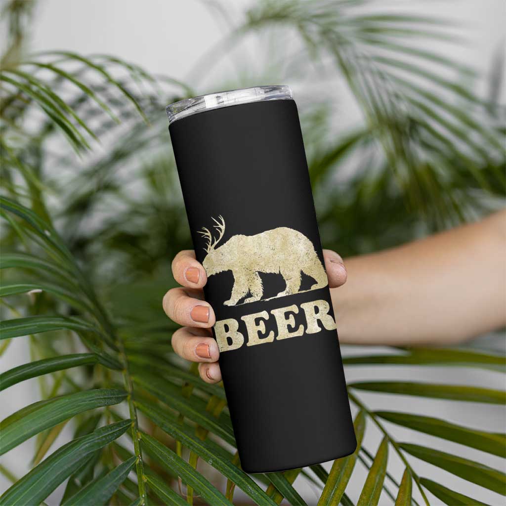 Funny Bear Beer Lovers Skinny Tumbler Camo American Flag Hunting Gifts Men Dad Grandpa - Wonder Print Shop