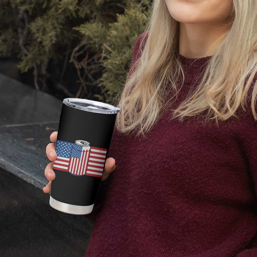 Funny Mens Drinking Tumbler Cup I'm Holding a Beer So Yeah I'm Pretty Busy American Flag - Wonder Print Shop