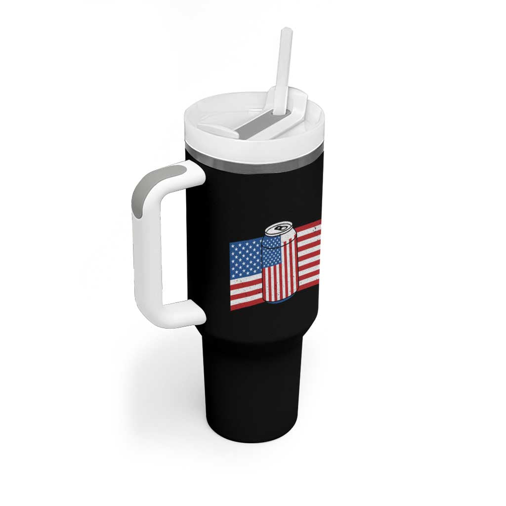 Funny Mens Drinking Tumbler With Handle I'm Holding a Beer So Yeah I'm Pretty Busy American Flag - Wonder Print Shop