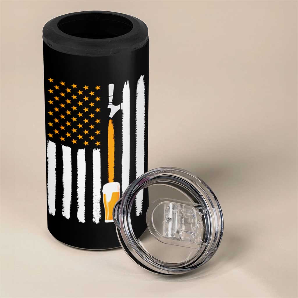 Craft Beer 4 in 1 Can Cooler Tumbler Vintage I Do Crafts Home Brew American Flag