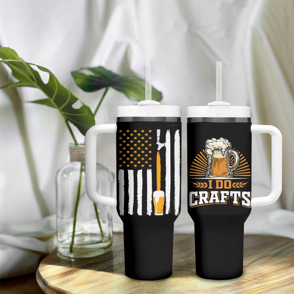 Craft Beer Tumbler With Handle Vintage I Do Crafts Home Brew American Flag