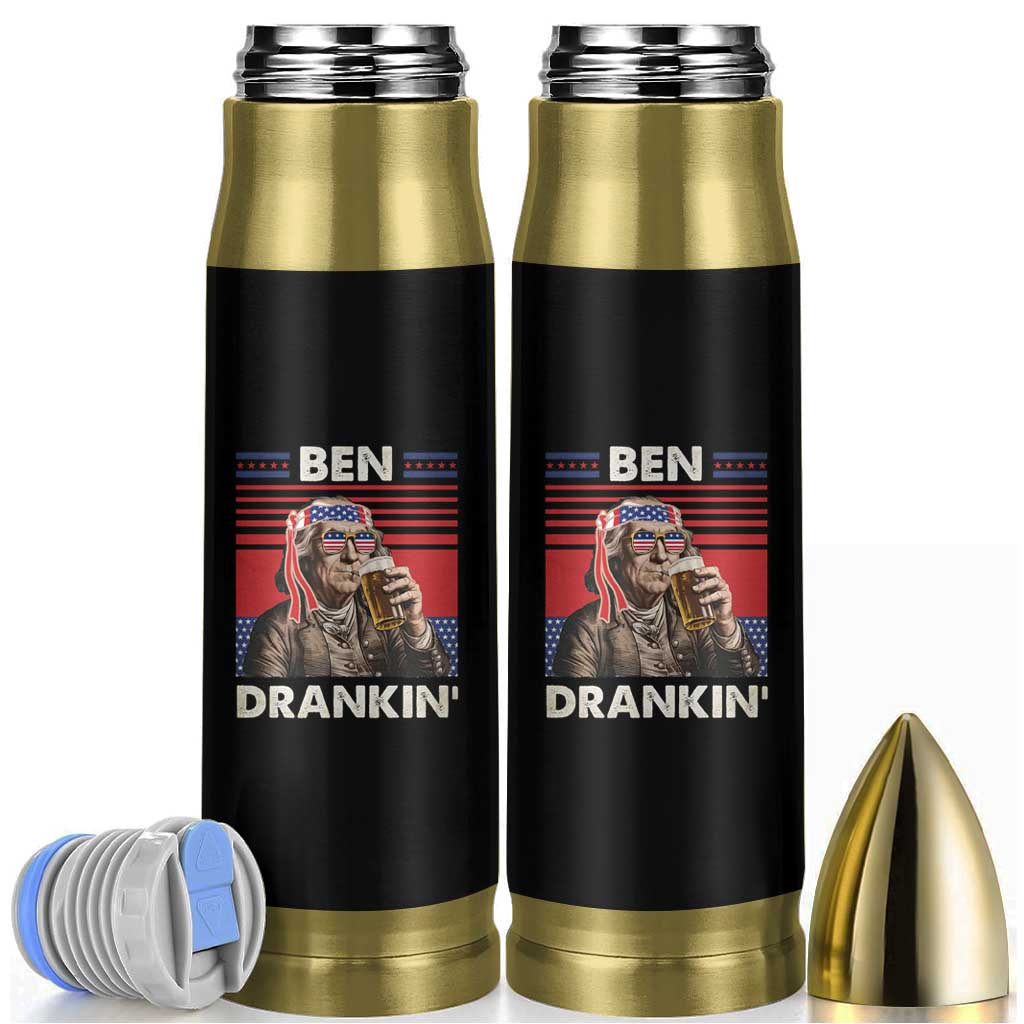 Funny 4th July Beer Lovers Bullet Tumbler Ben Drankin Drinking Patriotic
