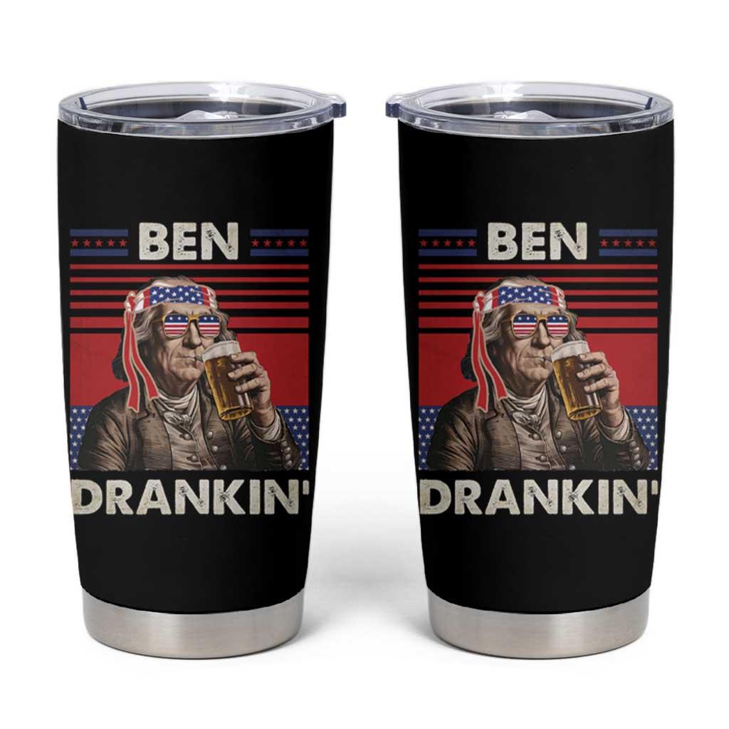 Funny 4th July Beer Lovers Tumbler Cup Ben Drankin Drinking Patriotic - Wonder Print Shop