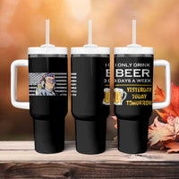 Funny Drinking Franklin' Tumbler With Handle I Only Drink Beer 3 Days A Week Humorous Drinker Lovers US Flag - Wonder Print Shop