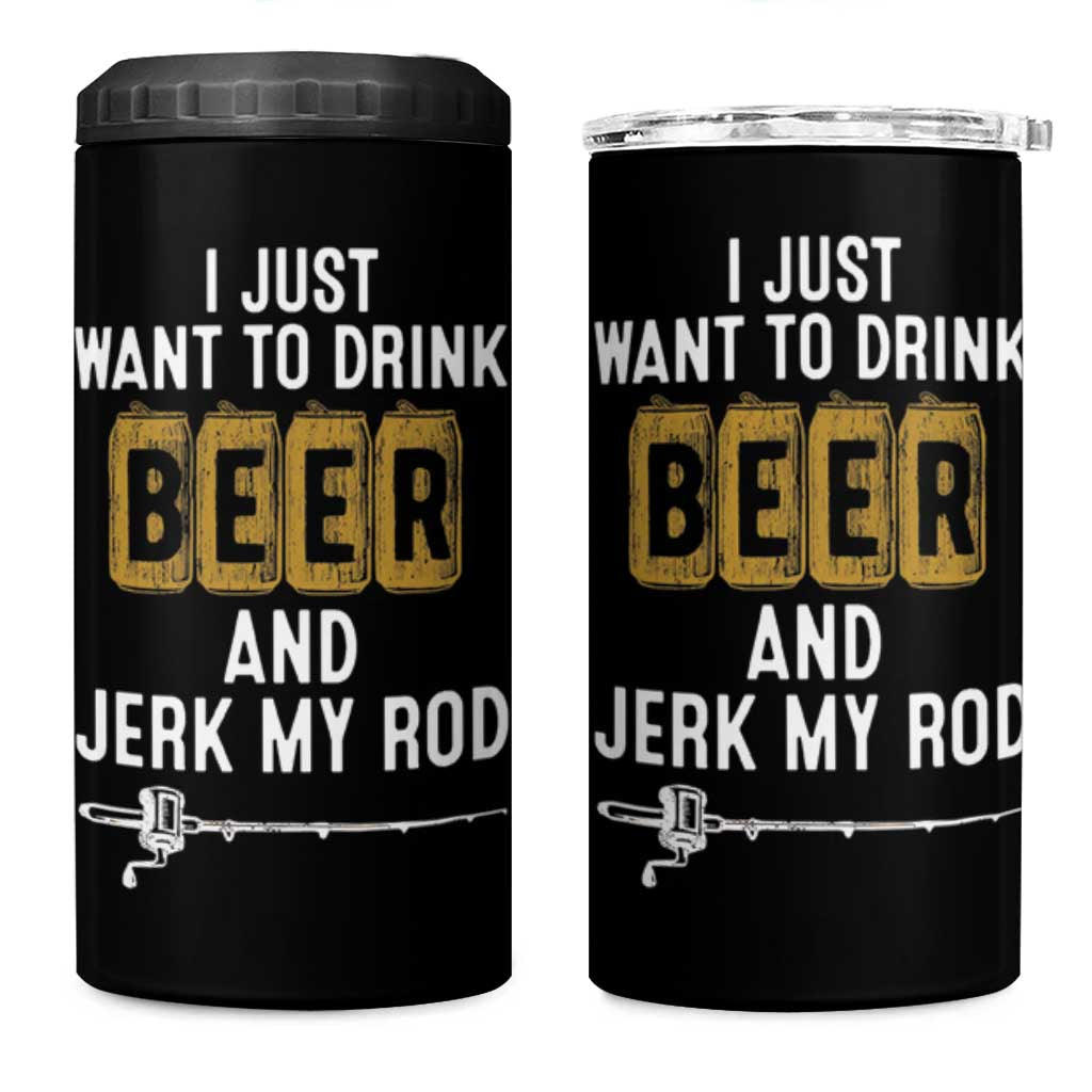 Beer Rod Fishing Lover 4 in 1 Can Cooler Tumbler Perfect Fishing Gift for Birthday - Wonder Print Shop