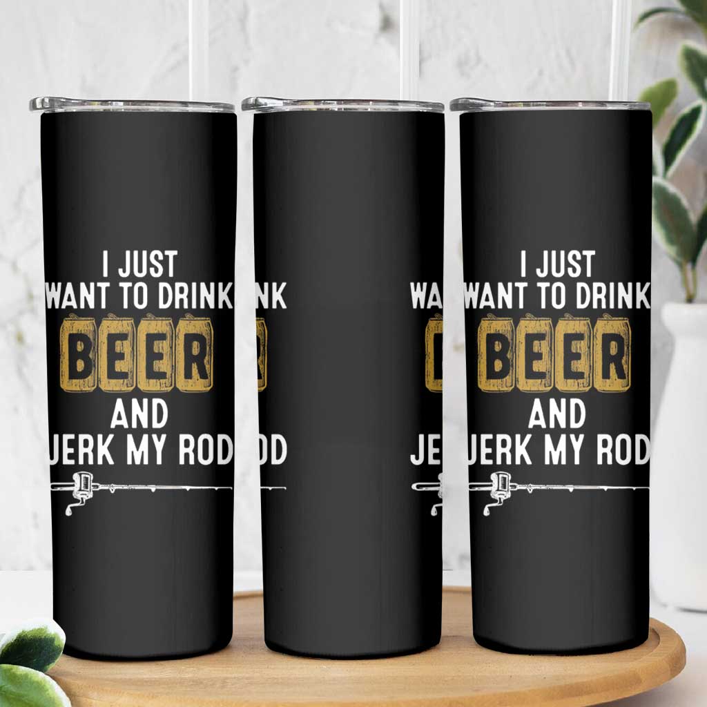 Beer Rod Fishing Lover Skinny Tumbler Perfect Fishing Gift for Birthday - Wonder Print Shop