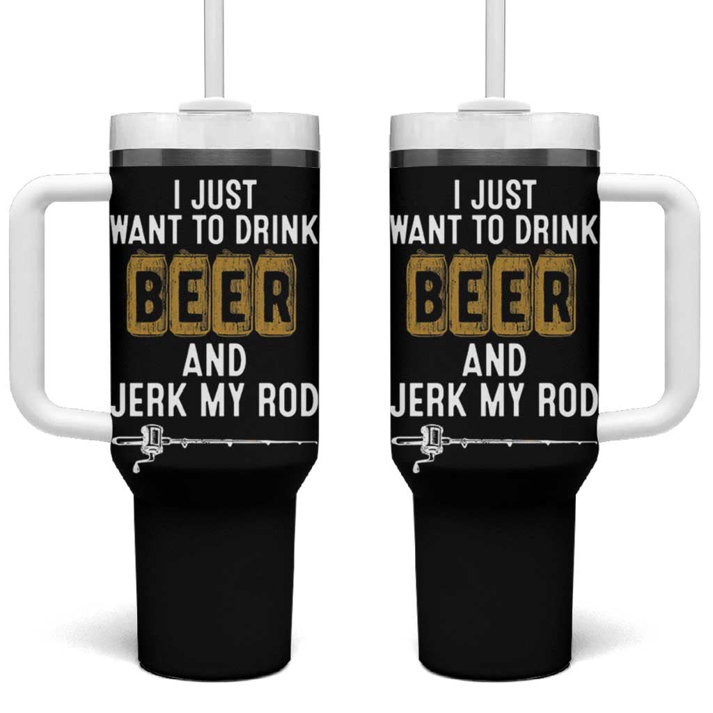 Beer Rod Fishing Lover Tumbler With Handle Perfect Fishing Gift for Birthday - Wonder Print Shop